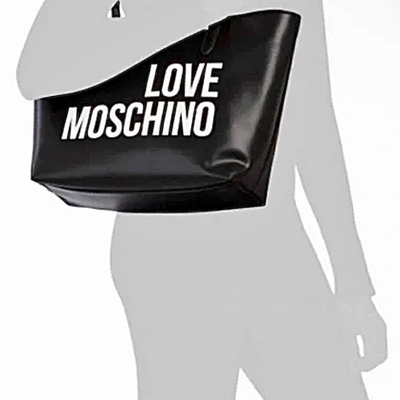 🆕 Moschino Love Black Large Tote plus Bonus Twilly